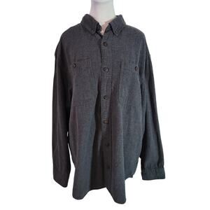 Duluth Trading Co Size L Men's Free Swingin' Flannel Relaxed Fit Shirt Dark Grey